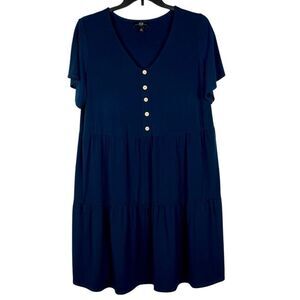 AGB Navy Blue Short Sleeve Summer Dress 2X